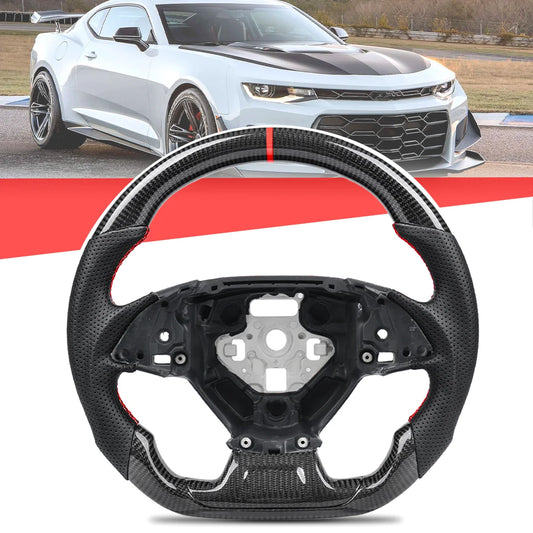 Carbon Fiber Steering Wheel For Chevrolet Camaro 2016-2024 Perforated Leather Steering Wheel Car Accessories