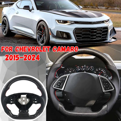 Carbon Fiber Steering Wheel For Chevrolet Camaro 2016-2024 Perforated Leather Steering Wheel Car Accessories