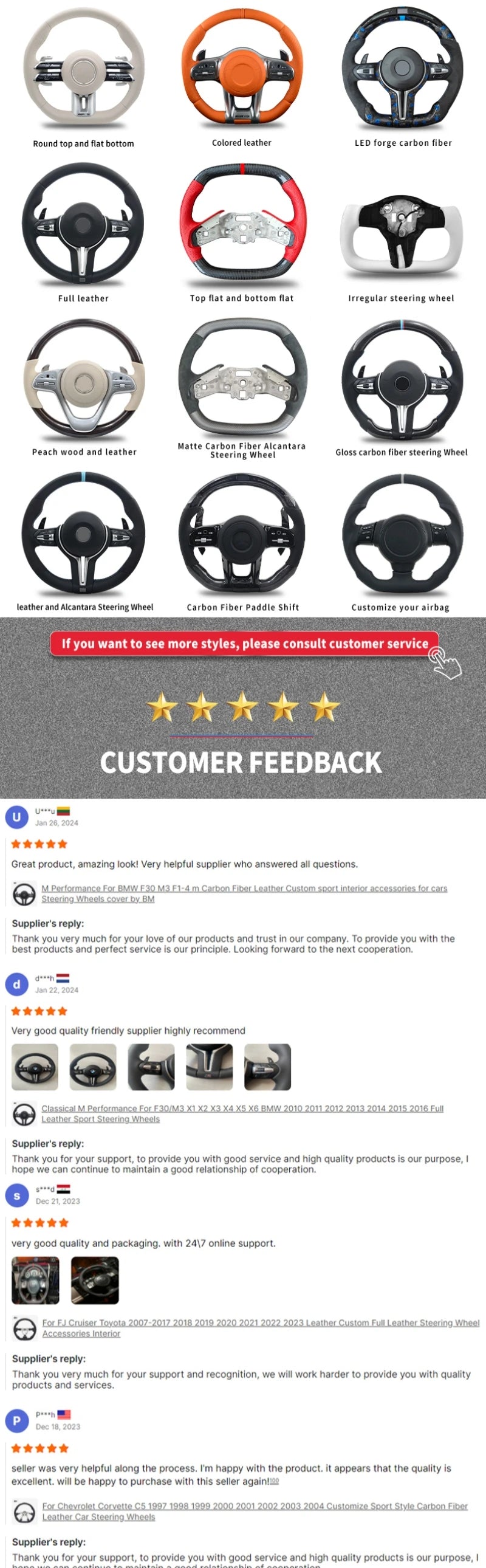 Carbon Fiber Steering Wheel For Chevrolet Camaro 2016-2024 Perforated Leather Steering Wheel Car Accessories