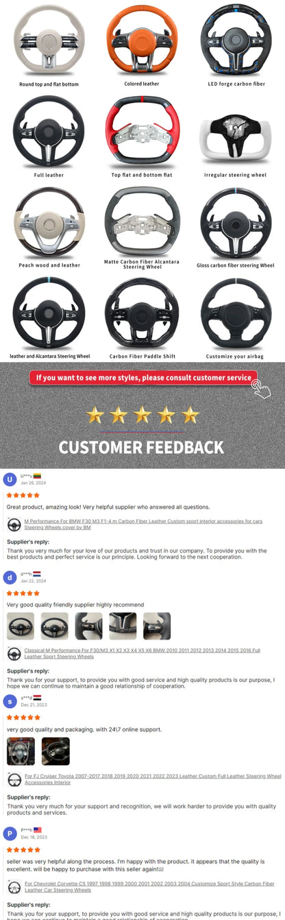 Carbon Fiber Steering Wheel For Chevrolet Camaro 2016-2024 Perforated Leather Steering Wheel Car Accessories